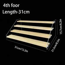 1 pieza Estantería de almacenamiento transparente de varios niveles, estantería escalonada minimalista de acrílico para perfumes, aceites esenciales, figuras, exhibición de postres, bolsas de maquillaje, artículos de viaje - Ancho del tablero de bambú de 5,5 cm. - Ver 5