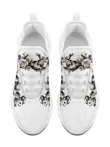 Skull Rose 男士户外跑步鞋，包括加大码，刀片鞋底，舒适透气轻便耐用减震软底网眼印花