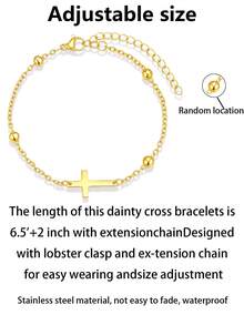 1 件女士十字架仿珍珠青瓷串珠手链套装，时尚西部牛仔风格十字架串珠手链叠戴套装，时尚珠宝礼品，信仰礼品，基督教礼品，友谊礼品