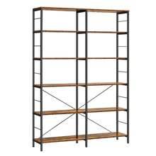 Libreria a 6 livelli, Scaffale Portaoggetti, 30 x 120 x 172,5 cm, Stile Industriale, per Soggiorno, Studio, Balcone, Cucina, Marrone Vintage e Nero - colore granata - Visualizzare 7