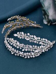 1pc Handmade Luxury Bridal Headband With Crystal Chain, Women's Fashion Charm Headpiece For Wedding, Party, Celebration, Holiday Gift Valentine's Day Accessories