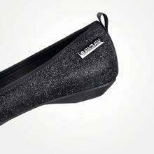 Zapatos planos con punta puntiaguda y brillo, cómodos y casuales con cuña baja, zapatos planos elegantes para mujer - Negro - Ver 4