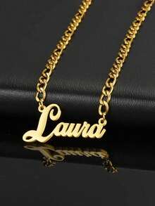 1 件个性化镌刻姓名项链和手链套装，不锈钢镌刻姓名日期手链定制纪念日期项链情侣首饰，贴心母亲节感恩节复活节情人节回归 - 彩色 - 查看 5