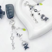 1pc Gojo Creative Star Phone Case Beaded Hanging Chain, Keychain Hanging Item Personalized Versatile Phone Chain, Car Hanging Fashion, Black And White Surrounding Fashion Creative Acrylic Beaded Phone Case Chain, Card Book Hanging Rope Camera Chain Valentine's Day Valentines School Cartoon
