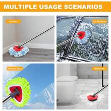 Replacement Mop Heads For 2 Tank Spin Mop System, 2 Microfiber Refills, 1 Scrub Brush, And 1 Mop Base Set Combo
