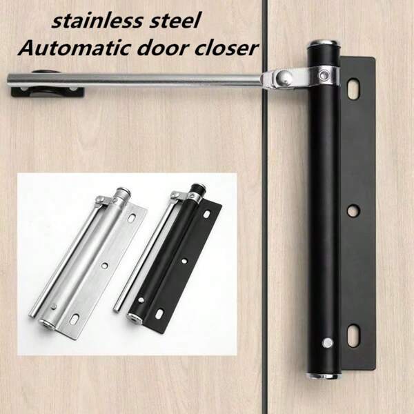 1 pieza Cierra puertas automático de acero inoxidable, ajustable en fuerza, silencioso, adecuado para baños, puertas interiores, puertas de seguridad, uso en oficinas, confiable