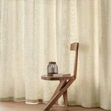 1pc Bohemian Solid Semi-Sheer Linen-Like Curtain, Pole Pocket Top, Easy Hanging, 180gsm Linen Fabric, Filters Light, Provides Privacy, Minimalist Elegant Home Decor Curtain, Calm And Comfortable Visual Experience, Suitable For Bedroom, Living Room, Bathroom, Kitchen, Closet, Office