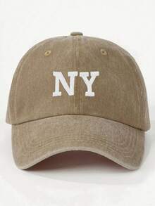 1 件“NY”字母刺绣男女通用棒球帽，适合春夏秋冬户外休闲运动