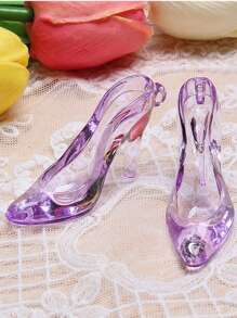12pcs Mini Plastic Crystal Shoes, 3.5 Inch Transparent High Heel Shoes Decor, Funny High Heel Figurine Decorations, Suitable For Wedding, Birthday Party, Desktop Decor, Adult Gift