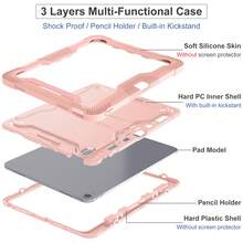Apple Pink Anti-Drop Folding Bracket Tablet Protective Cover, Fashionable Color Matching Tablet Case