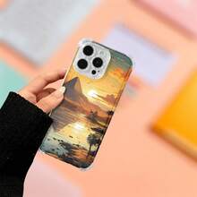 Funda para teléfono (1 unidad). Diseño con estampado de cocoteros al atardecer. Compatible con 16 Plus, XS, 15 Pro, 12, 13 Pro, 14 y 11. Cuenta con TPU transparente y esquinas suaves. - Colores mixtos 1 - Ver 4