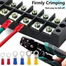 TEMINUO 80pcs Ring Terminals Insulated O Ring Crimp Connectors - M4 M6 M8 22-16/16-14/12-11AWG Gauge Electrical Crimp Terminal Pvc Eyelet Wire Connector Assortment Kit For Boat Truck Stereo Car Red Blue Yellow Set - Multicolor - View 6