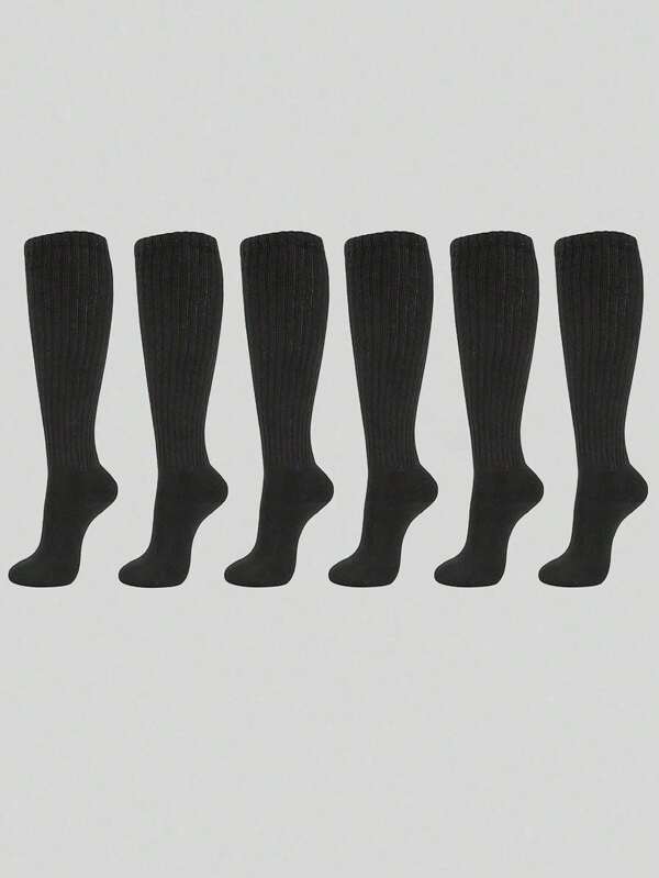 1/6 Pairs Men And Women's Black Fall Winter Slouch Knit Socks Slouchy Socks Women Scrunch Socks Women Comfortable And Soft Sports Socks Crew Socks
