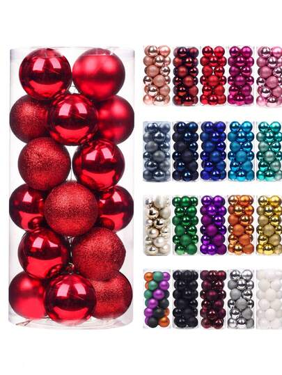 24 palline di Natale con secchi di plastica, decorazioni per albero di Natale in miniatura in plastica infrangibile, decorazioni per feste, decorazioni per albero di Natale, ghirlande natalizie, ghirlande floreali, decorazioni, decorazioni natalizie per la casa, decorazioni per la stanza in inverno