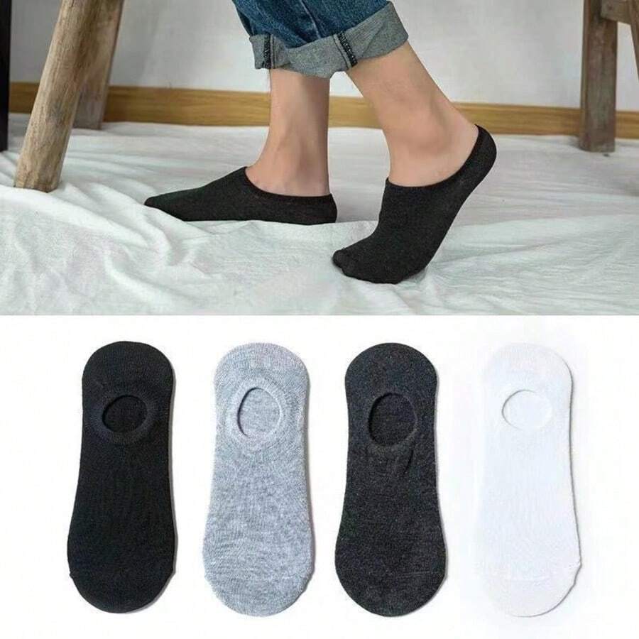 1/5/10 Paar extra Herren Große Größen Fersensilikat rutschfeste, ultraflache unsichtbare Bootsocken, geeignet für den täglichen Gebrauch oder Sport - Verschiedenfarbig - Übersicht 1