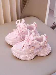 A Pair Of Korean Version Of Baby Hook And Loop Sneakers Spring New Boys And Girls Casual Shoes - Pink - View 5