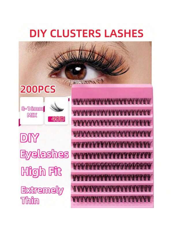 80/140/200 pièces Extensions de cils souples et bouclés 40D, 8-16 mm mélangés, 4/7/10 rangées 0,07 mm C/D, cils de vison imperméables, légers, effet 3D pour des looks de maquillage naturels à dramatiques, portables pour un port quotidien ou des occasions