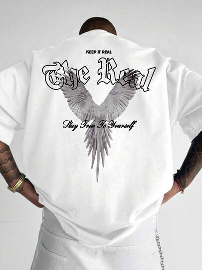 Men's Summer Slogan Pigeon Print Round Neck Casual Commuter T-Shirt, 2000s Style