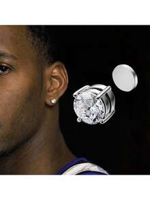 4 peças brincos de orelha decorativos simples de zircônia cúbica - Prata - Ver 5