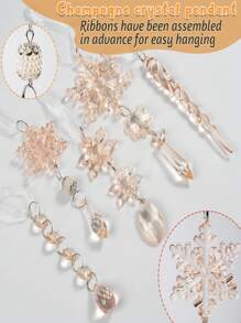 18 قطعة من زينة عيد الميلاد البلورية لتزيين شجرة عيد الميلاد - نجوم الثلج والجليد المعلقة من الأكريليك بلون الشمبانيا مع علاقات، مناسبة لديكور حفلات عيد الميلاد وحفلات رأس السنة الجديدة