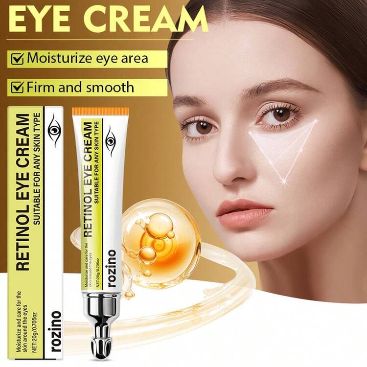 20g 视黄醇眼霜，含视黄醇、槐花提取物、龙胆提取物、柑橘提取物、水解弹性蛋白、透明质酸钠，淡化细纹，有效淡化黑眼圈和浮肿，适用于眼部、嘴角、额头、颈部，男女通用，紧致滋润眼周肌肤，护肤眼部，预防鱼尾纹，节日礼物，旅行必备 - 白色 - 查看 7
