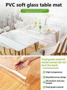 1 buc. Covoraș protector de masă transparent din PVC, design dreptunghiular simplu, grosime de 1,0 mm/1,5 mm/2,0 mm, potrivit pentru măsuță de cafea, noptieră, masă, birou de calculator, birou de birou și diverse protecții de suprafață pentru mobilier, esențial pentru utilizarea zilnică în toate anotimpurile