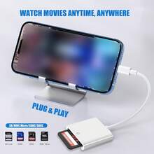 1pc SD Memory Card Reader, Supports Data Transfer Between Memory Card And Computer/Phone, Compatible With IPad Pro, Phones And Laptops - White - View 6