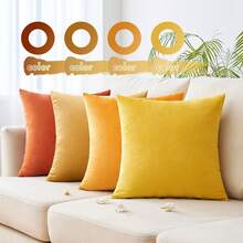 MIULEE Velvet Cushion Cover, 40 X 40 Cm, Orange Series Set Of 4, Sofa Cushions, Velvet Cushion, Decorative Cushion, Couch Cushion, Decorative Colour, Gradient Cover, Sofa Cushion Cover For Living Room, Children, Office