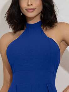 Macacão Longo Feminino Social Pantalona Festa Frente Unica - Azul Royal - Visão 8