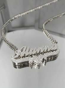 1 szt. Spersonalizowany damski naszyjnik z tekstem, matowe wykończenie, stal nierdzewna, łańcuszek NK, styl retro streetwear, wisiorek z angielskim imieniem, prezent na Dzień Matki, prezent urodzinowy, nadaje się do noszenia na co dzień