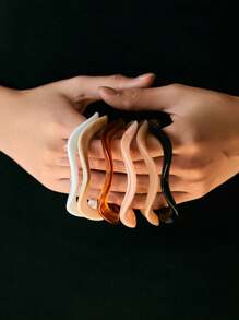 1pc Elegant Wavy Resin Wide Bangle Bracelet, Versatile Beach Vacation Style