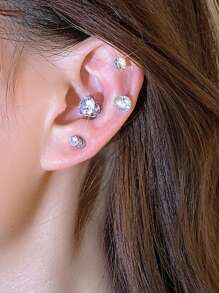 Hypoallergenic Fake Diamond Ear Cuff Earrings Studs Ear Clips For Women Men CZ Clip On Earrings Stainless Steel Non Pierced Earring Jewelry