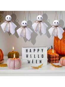 6/9/12 pièces Ornements suspendus d'Halloween - Décorations rustiques de style campagnard en tissu avec de la ficelle, décorations suspendues de petite taille (12 cm/4,72 pouces) sans pile pour maison hantée, cour, arbre, fête et utilisation intérieure/extérieure, décorations d'Halloween, design classique, supports en ficelle, décorations de cour, apparence faite à la main, décoration d'automne pour la maison