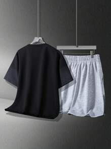 Men's Comfortable Casual Loose Short Sleeve Shorts Set, Summer