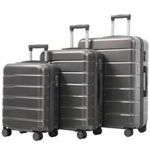 3-Piece Hard-Shell Suitcase Set, Travel Suitcase With TSA Combination Lock, Quiet 360° Wheels, Telescopic Handle, - 3-Piece Hard-Shell Suitcase Set, M-L-XL Suitcase Set, Dark Gray - 深灰色 - 查看 13