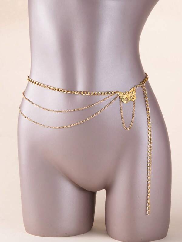 1 Pc Women's Sexy Golden Butterfly Pendant Belly Chain, Gift For Dates And Anniversaries
