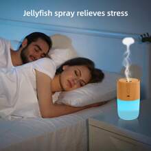 300ml Wood Grain Aroma Diffuser, Humidifier, Air Purifier, 7-Color LED, 2 Spray Modes, 2 Essential