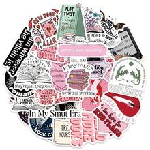50张/套浪漫书籍贴纸，适合成人和女性，可用于平板电脑、电子阅读器、笔记本电脑、杂志、剪贴簿，也是学习用品和返校季的理想之选。 - 彩色 - 查看 6