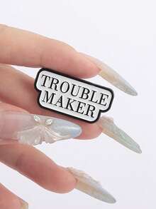 1 件休闲锌合金标语胸针，女士包袋配饰，四季学校礼物 - 黑白 - 查看 6