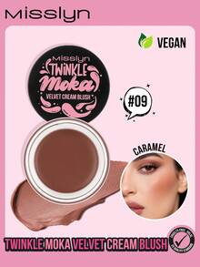 MISSLYN 1pc Shiny Mocha Velvet Blush Cream, Cream-To-Powder, Buildable Color, High Pigment, Lightweight Formula, Long-Lasting Normal Finish, Cheek Makeup, Party Look, Y2K Beauty, Valentine's Day Gift - #9 CARAMEL - View 1
