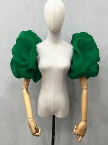 One Piece Black Organza Puff Sleeves 2 Elasticated Bridal Sleeves Autumn Accessories