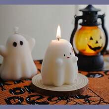 شمعة معطرة على شكل شبح لهالوين - شمعة هالوين محمولة | طقم شموع اليقطين الشبح | شموع معطرة بشكل ساحر سهلة الاستخدام | شموع بيضاء مخيفة لهالوين لديكور المنزل والاكسسوارات
