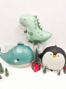 MECRLA 2pcs/3pcs Animal Balloon Decorations, 3 Animal Styles, Birthday Party Balloons, Gift Balloons, Wall Decor Balloons, Indoor/Outdoor Photography Balloons, Cartoon Balloons, Cute Balloons, Dinosaur Balloons, Whale Balloons, Penguin Balloons