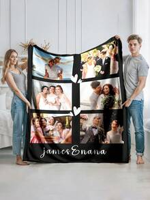 Custom Photo Blanket Collage,Personalised Family Blanket With Text,Picture Collage Blankets,Family&Friends Gifts,Valentine's Gift For Couple - Multicolor - View 2