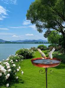 1 Piece European Cast Iron Retro Courtyard Bird Bathing Feeder Villa Garden Rust Anti-Oil Outdoor Decoration Dual-Purpose Wild Bird Perch Observatory Festival Wedding Theme Decoration Bird Watching Enthusiast Practical Gift