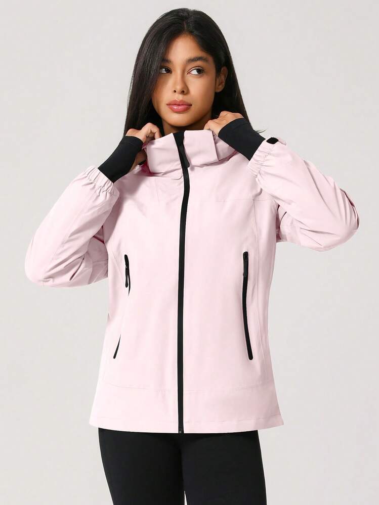 NcmRyu 1pc Women's Thermal Lined Windbreaker Jacket Pink Winter - Pink - View 10