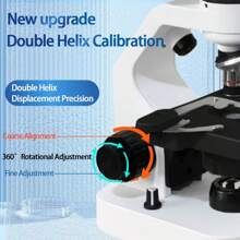 Microscopio compuesto binocular con 4 objetivos, aumento de 40X a 2500X, actualizado con luces LED superior e inferior, incluye oculares y accesorios de observación, microscopio de sobremesa con armazón de metal para experimentos científicos