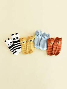 4 双防滑婴儿袜，婴儿船袜，适合男婴和女婴 - 彩色 - 查看 10