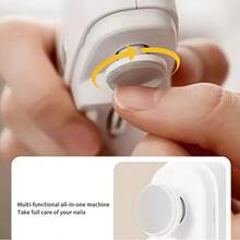 2 IN 1 Electric Nail Clipper Cutter With LED Light Automatic Nail Grinder Trimmer For Adult Mini Manicure Tools Nail Care﻿ - White - View 3