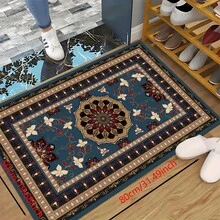 1 pieza Alfombra de silicona antideslizante con estampado floral del sudeste asiático, alfombra, tapete, impresión 3D rectangular, adecuado para sala de estar, dormitorio, pasillo, baño, lavandería - Alfombra de poliéster para decoración del hogar interior y exterior